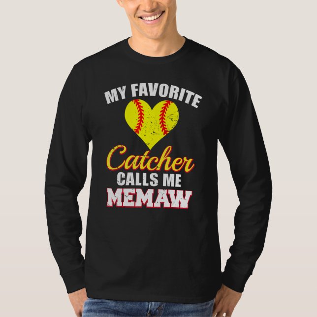 Camiseta My Favorite Catcher Calls Me Memaw Catcher Softbal (Frente)