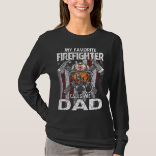 Camiseta My Favorite Firefighter Calls Me DAD USA Flag