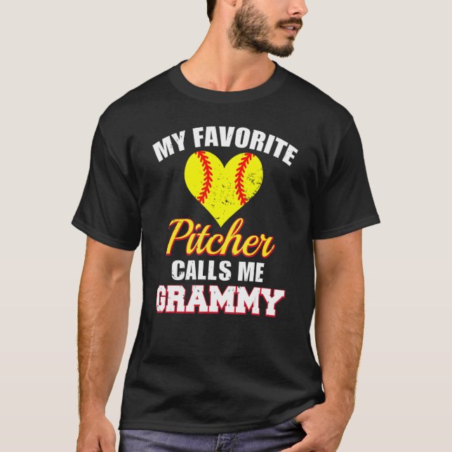 Camiseta My Favorite Pitcher Calls Me Grammy Pitcher Softba (Frente)