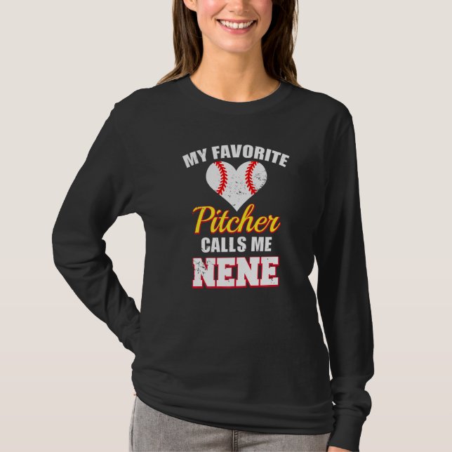 Camiseta My Favorite Pitcher Calls Me Nene Pitcher Baseball (Frente)