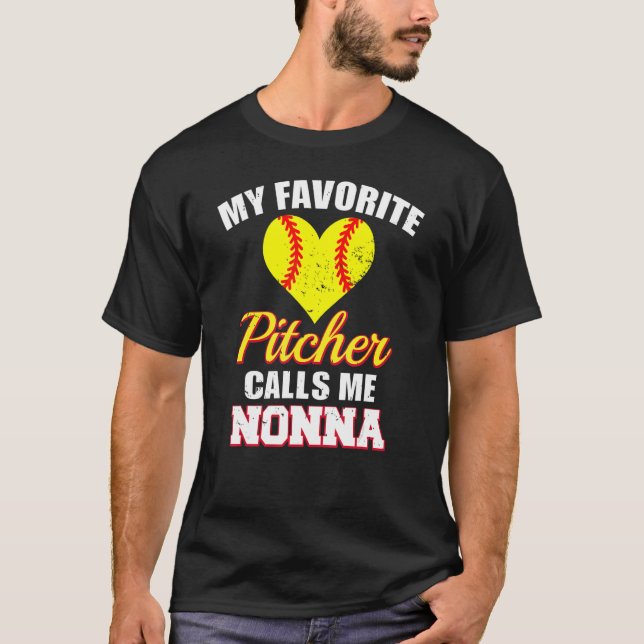 Camiseta My Favorite Pitcher Calls Me Nonna Pitcher Softbal (Frente)
