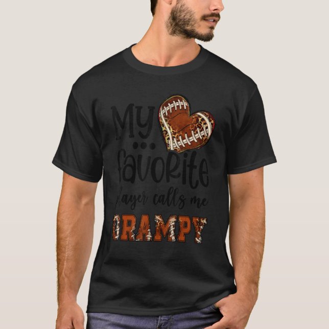 Camiseta My Favorite Player Calls Me Grampy Football Heart  (Frente)