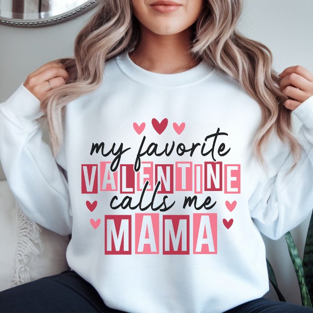 Camiseta My Favorite Valentine Call Me Mama – Cute Pink Hea (Criador carregado)