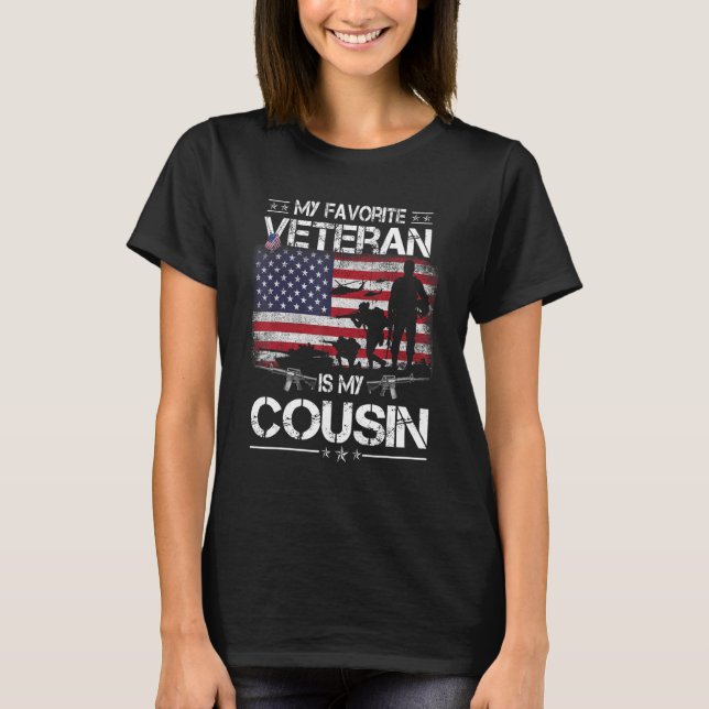 Camiseta My Favorite Veteran Is My Cousin   Flag Veterans D (Frente)