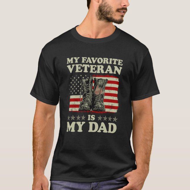 Camiseta My Favorite Veteran Is My Dad American Flag Vetera (Frente)