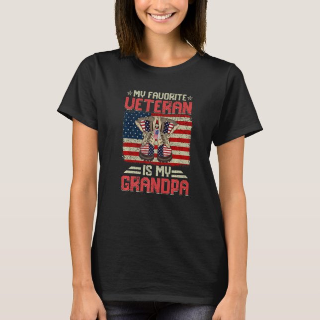 Camiseta My Favorite Veteran Is My Grandpa Combat Boots Ame (Frente)