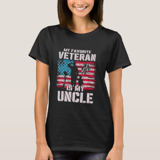 Camiseta My Favorite Veteran Is My Uncle American Flag Fath