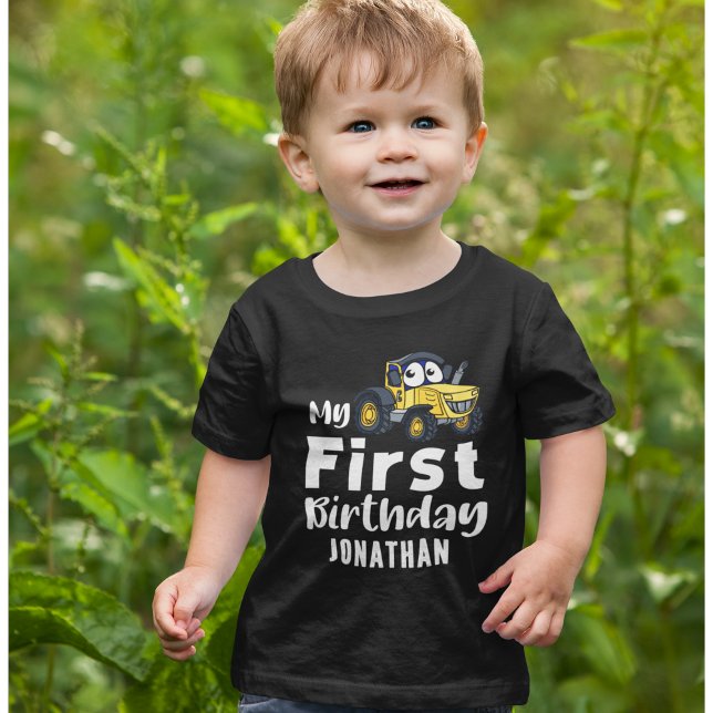 Camiseta My First Birthday Cute Tractor Boy (Criador carregado)
