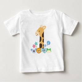 Camiseta My First Birthday. Giraffe and Happy Animals Desig