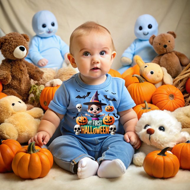 Camiseta My first Halloween: Scares and laughter! (Criador carregado)