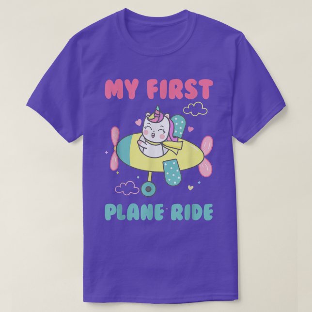 Camiseta My First Plane Ride Unicorn First Time Flying Boys (Frente do Design)
