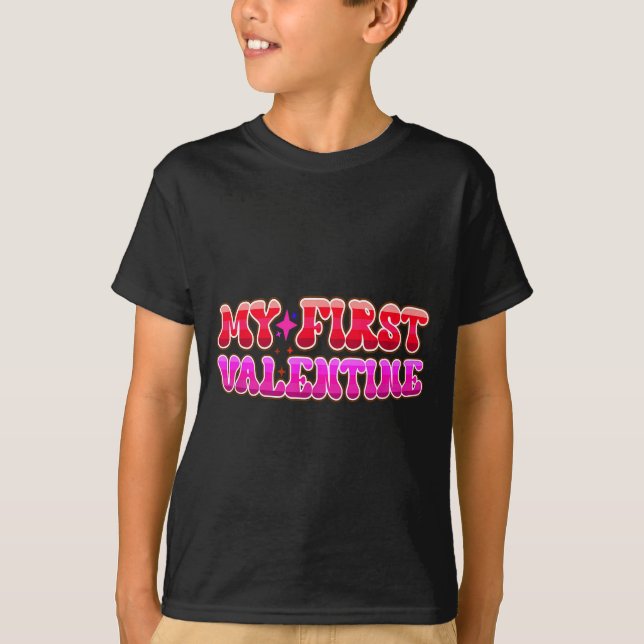 Camiseta My First Valentine Heart Stars Fun Celebration  (Frente)