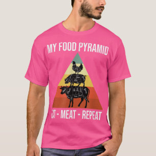 Camiseta My Food Pyramid Eat Meat Repeat Retro Vintage Funn