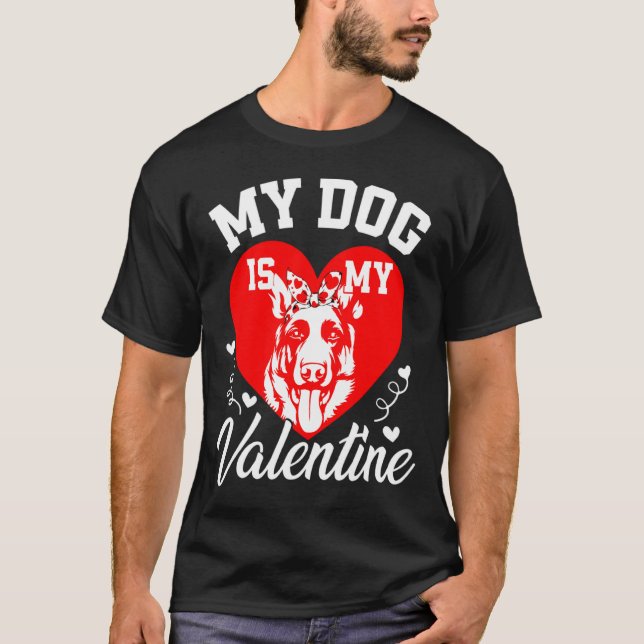 Camiseta My German Shepherd Is My Valentine Dog Lover Valen (Frente)
