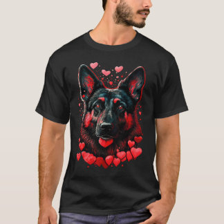 Camiseta my german shepherd is my valentine hearts edition