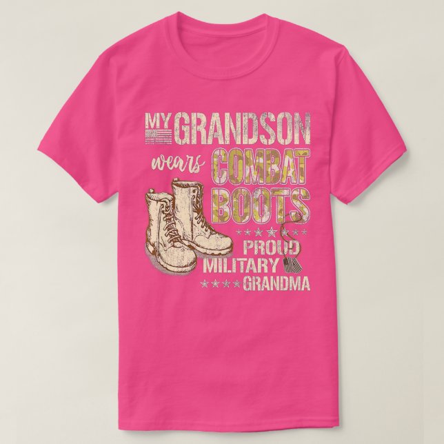Camiseta My Grandson Wears Combat BootsProud Military Grand (Frente do Design)