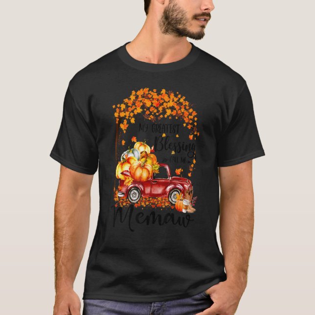 Camiseta My Greatest Blessing Call Me Memaw Pumpkin Truck (Frente)