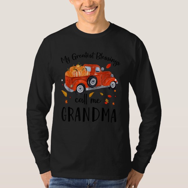 Camiseta My Greatest Blessings Call Me Grandma Pumpkin Truc (Frente)