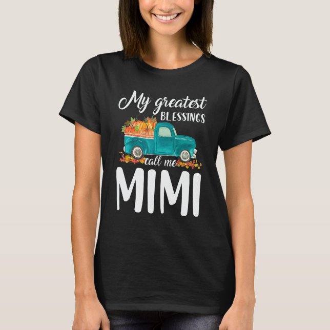 Camiseta My Greatest Blessings Call Me Mimi Truck Pumpkin (Frente)
