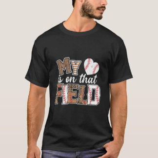 Camiseta My He Is On T Field T Ball Leopard T Ball Mom