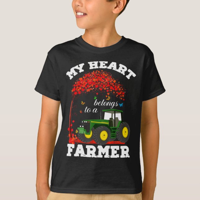 Camiseta My Heart Belongs To A Farmer Valentine For Farmer  (Frente)