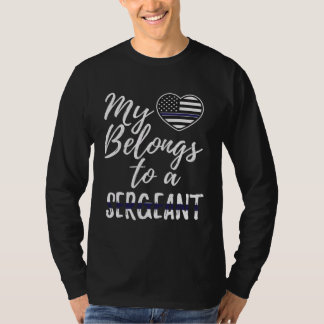 Camiseta My Heart Belongs To A Police Sergeant Wife Girlfri