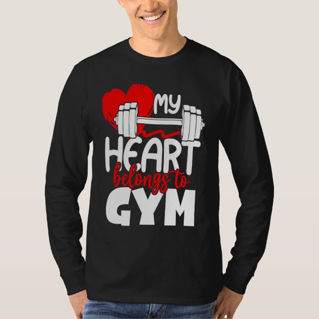 Camiseta My Heart Belongs To Gym  Valentines Day Workout (Frente)