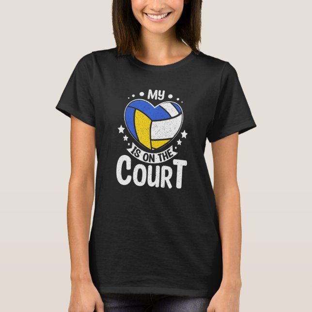 Camiseta My Heart is on the volleyball court Premium (Frente)