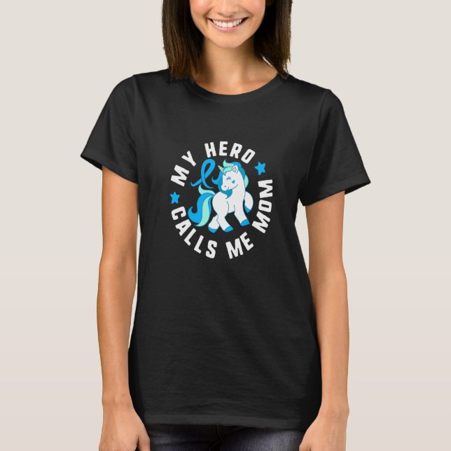 Camiseta My Hero Calls Me Mom Diabetes T1 Awareness Cute Un (Frente)