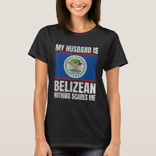 Camiseta My Husband is Belizean Flag for Wife Belize Belize (Frente)