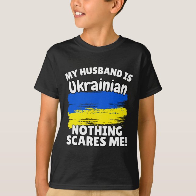 Camiseta My Husband Is Ukrainian Funny Ukraine Flag Gift Fo (Frente)