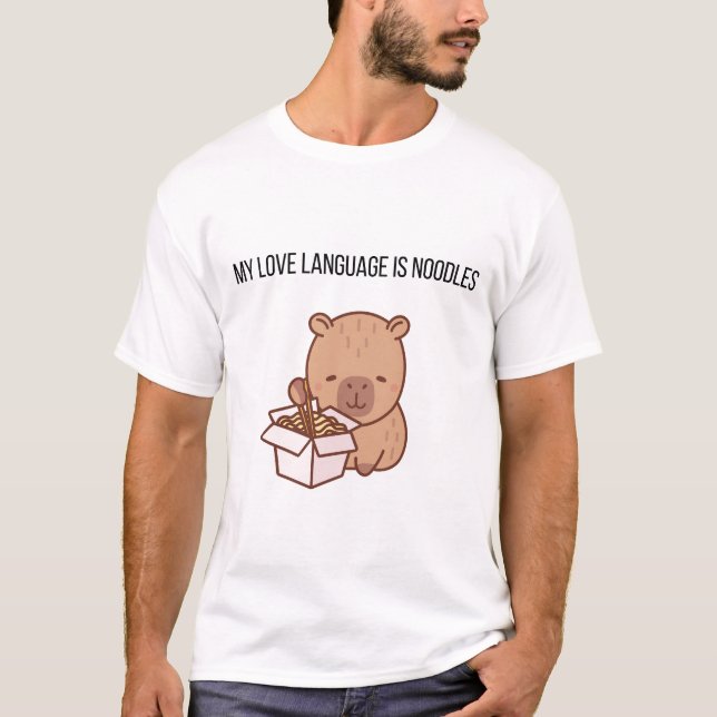 Camiseta My Love Language Is Noodles | Kawaii Capybara Grap (Frente)