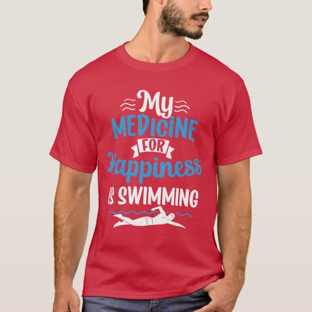 Camiseta My Medicine For Happiness Is Swimming Sports retro (Frente)