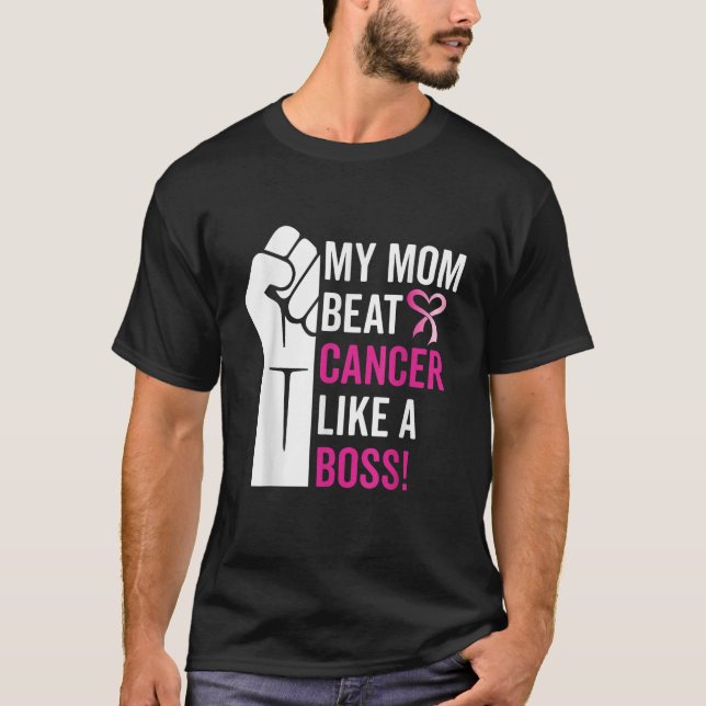 Camiseta My Mom Beat Breast Cancer Like A Boss Warrior Surv (Frente)