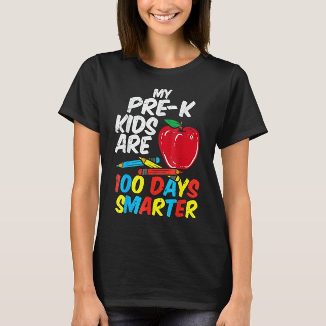 Camiseta My Pre K Kids 100 Days Smarter Apple 100th Day Tea (Frente)