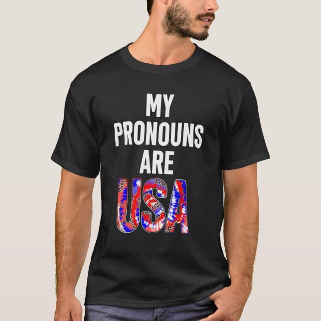 Camiseta My Pronouns Are Usa 4th Of July American Flag Tie  (Frente)