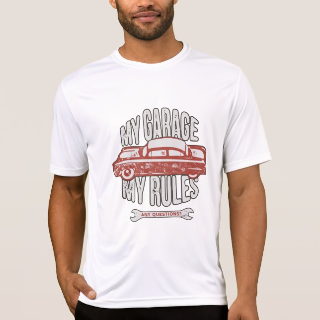 Camiseta My Rules Classic Red Car Retro Mechanic (Frente)