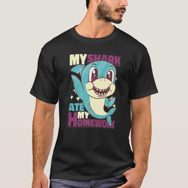 Camiseta My Shark ate my Homework for Students (Frente)