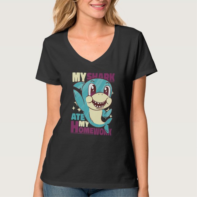 Camiseta My Shark ate my Homework for Students (Frente)