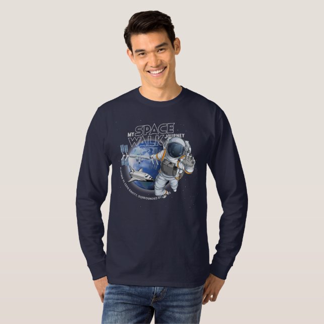 Camiseta My spacewalk Journey (Dark mode) | Men Long Sleeve (Frente Completa)
