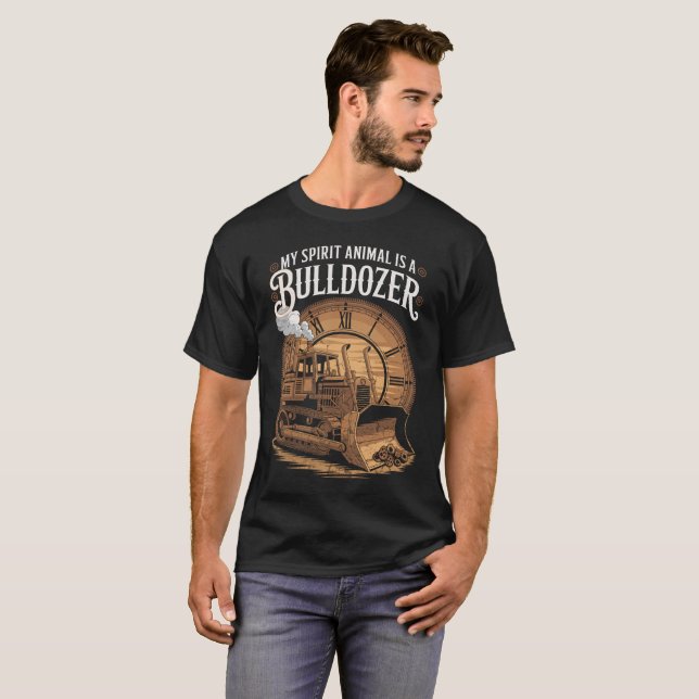 Camiseta My Spirit Animal is Bulldozer Vintage Construction (Frente Completa)