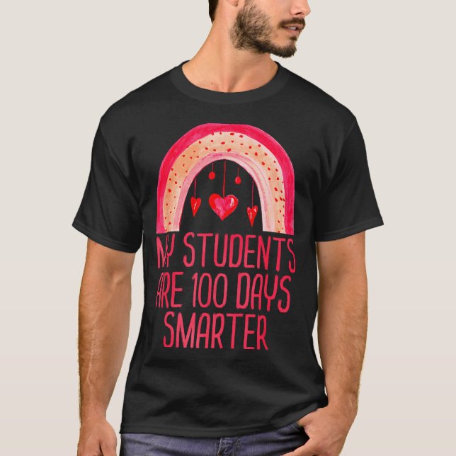 Camiseta My Students Are 100 Days Smarter Rainbow Valentine (Frente)