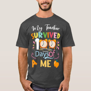 Camiseta My Teacher Survived 100 Days Of Me Funny Student 1