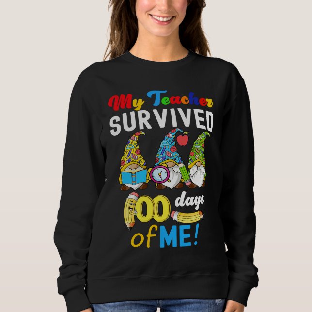 Camiseta My Teacher Survived 100 Days Of Me  School Gnomies (Frente)