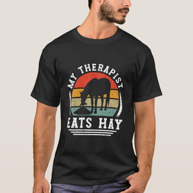 Camiseta My Therapist Eats Hay Horse Rider Horses (Frente)