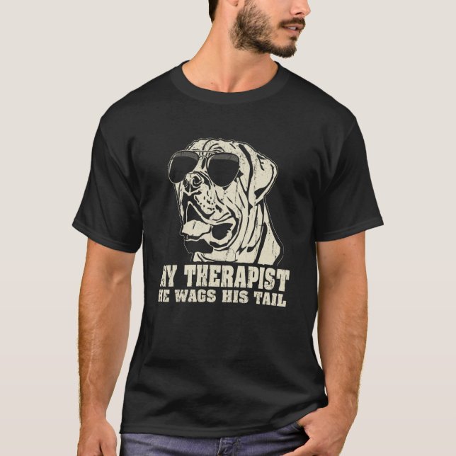Camiseta My Therapist He Wags His Tail English Mastiff (Frente)