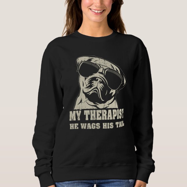 Camiseta My Therapist He Wags His Tail Pug (Frente)