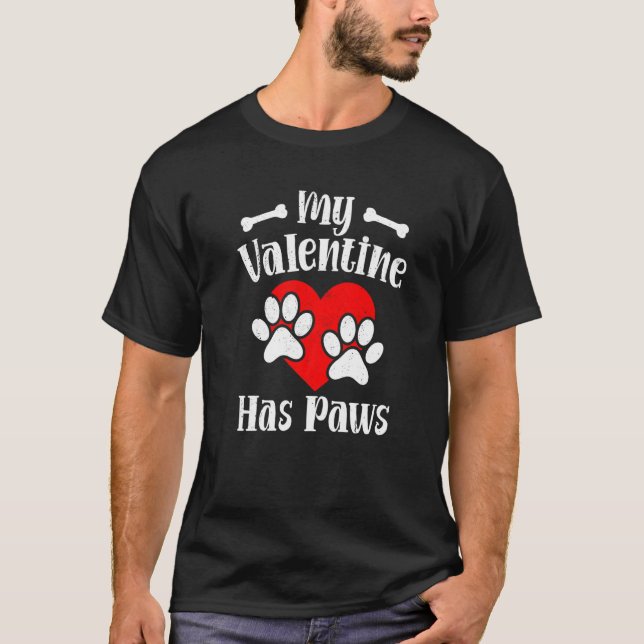 Camiseta My Valentine Has Paws Funny Valentine's Day Cat Do (Frente)