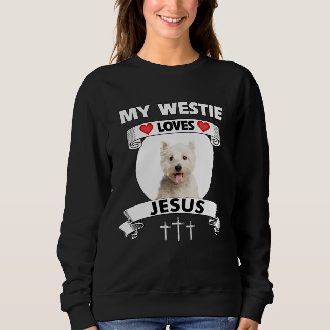 Camiseta My Westie Loves Jesus Christian West Highland Dog  (Frente)