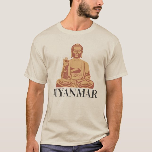 Camiseta Myanmar, espiritual pacífica Buda 5 (Frente)
